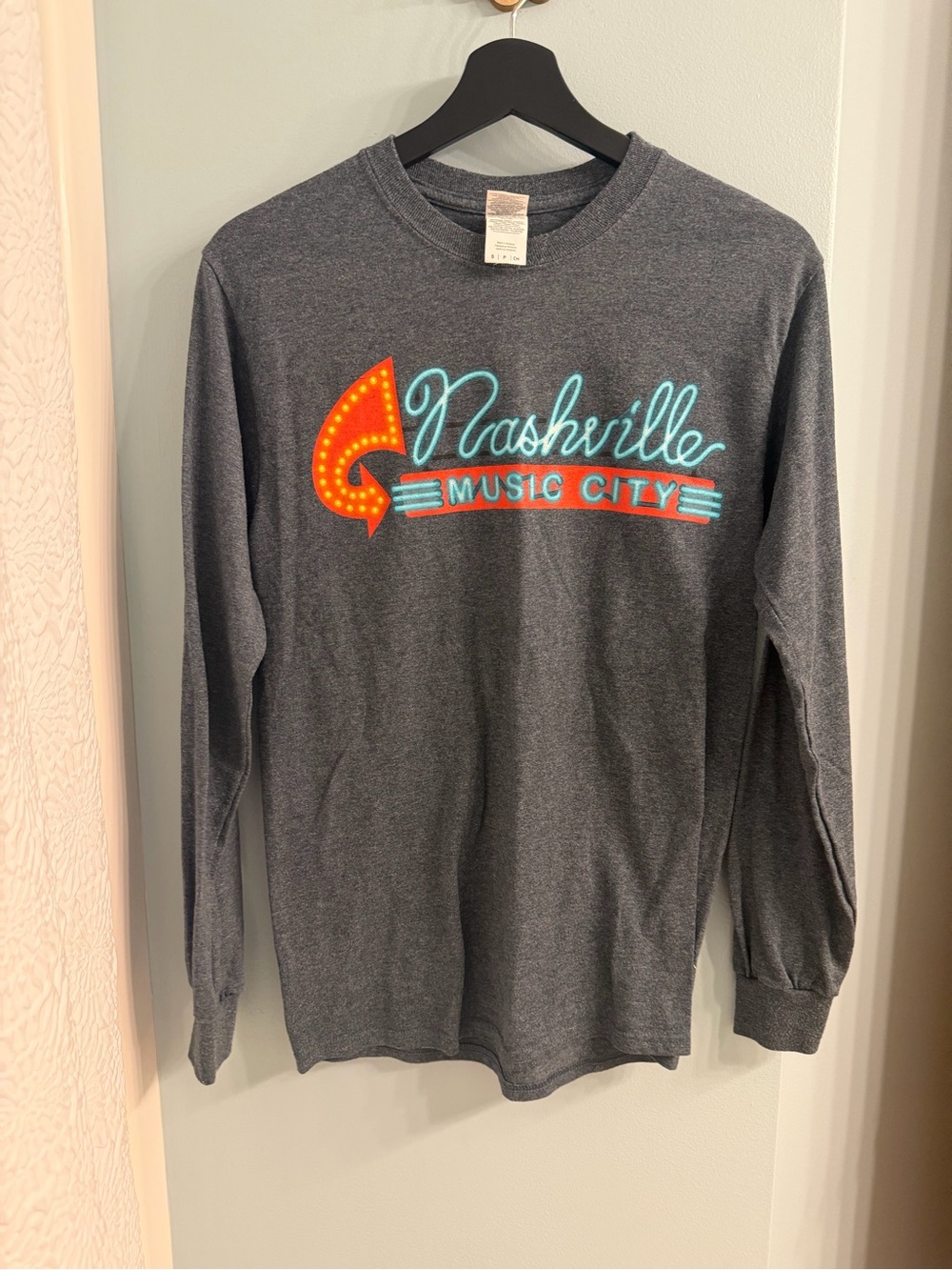 Nashville Music City Long Sleeve Tee - Charcoal